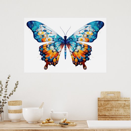 mehrfarbiger Schmetterling Poster (Küche)