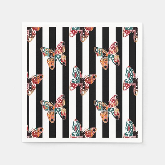 mehrfarbiger Schmetterling Serviette (Vorderseite)