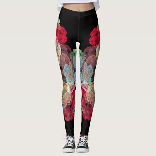 Mehrfarbiger Spritzer auf schwarzem Hintergrund Leggings (Vorderseite)