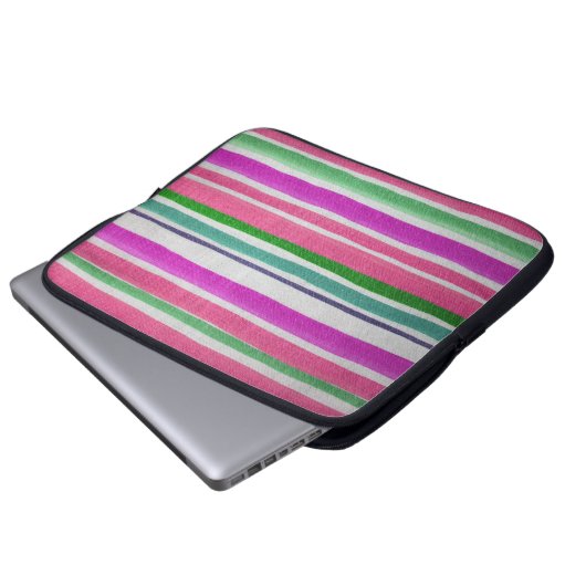 Mehrfarbiger Streifenschlauch Laptopschutzhülle (Vorne Knopf)