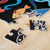 mehrfarbiger Tintenfisch Schwarzer Hintergrund Puzzle (Seite)