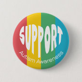 Mehrfarbiger Unterstützen Sie Autism Awareness But Button (Vorderseite)