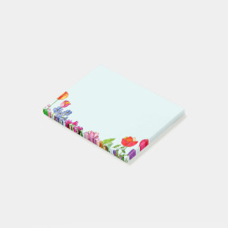 Mehrfarbiger Wasserfarben-Blumengarten Post-it Klebezettel