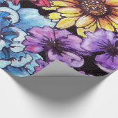 Mehrfarbiger Watercolor-Blumenblumenstrauß Geschenkpapier (Ecke)