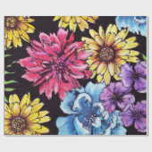 Mehrfarbiger Watercolor-Blumenblumenstrauß Geschenkpapier (Flach)