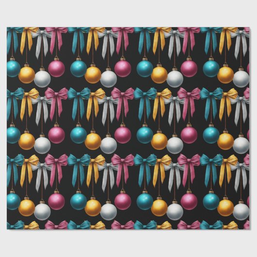 Mehrfarbiger Weihnachtsbaumkugel-Schmuck Geschenkpapier (Flach)