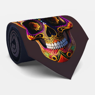 Mehrfarbiger Zucker Skull Día de los Muertos Krawatte