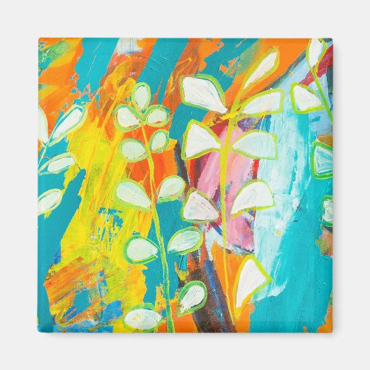 mehrfarbiges Abstraktes Acrylgemälde Magnet (Vorne)