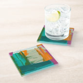 Mehrfarbiges Bild mit frei stehenden Ausdrücken Glasuntersetzer (Schrägansicht)