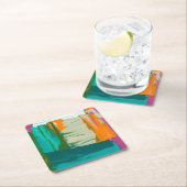 Mehrfarbiges Bild mit frei stehenden Ausdrücken Rechteckiger Pappuntersetzer (Vor Ort)