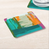 Mehrfarbiges Bild mit frei stehenden Ausdrücken Rechteckiger Pappuntersetzer (angewinkelt)