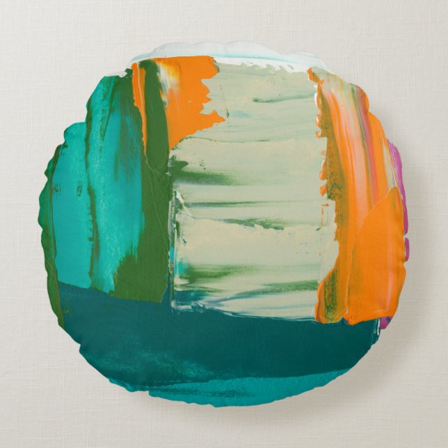 Mehrfarbiges Bild mit frei stehenden Ausdrücken Rundes Kissen (Vorderseite)