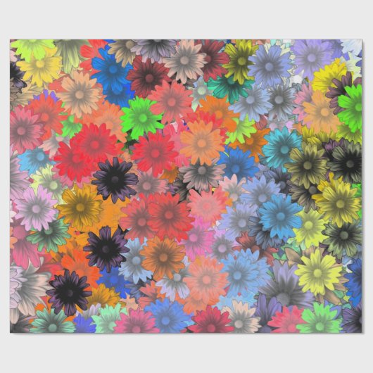 mehrfarbiges Blumenmuster Geschenkpapier (Flach)