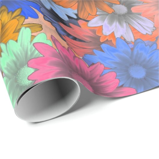 mehrfarbiges Blumenmuster Geschenkpapier (Rolleneckpunkt)