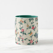 Mehrfarbiges Blumenmuster mit grüner Einfassung, Tasse (Zentrum)