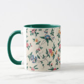 Mehrfarbiges Blumenmuster mit grüner Einfassung, Tasse (Links)
