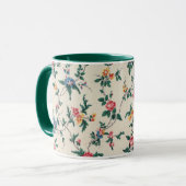 Mehrfarbiges Blumenmuster mit grüner Einfassung, Tasse (Vorderseite Links)