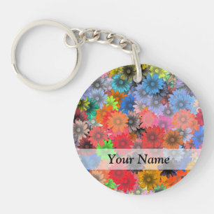 mehrfarbiges Blumenmuster Schlüsselanhänger