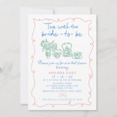 Mehrfarbiges Brautparty aus weißem Tee Einladung (Vorderseite)