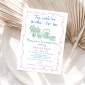 Mehrfarbiges Brautparty aus weißem Tee Einladung