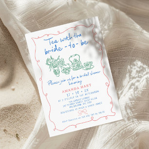 Mehrfarbiges Brautparty aus weißem Tee Einladung