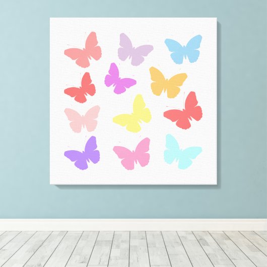 mehrfarbiges Butterfusdesign Leinwanddruck (Insitu (Holzboden))