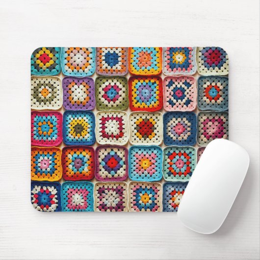 mehrfarbiges Crocheted Granny Square Quilt Mousepad (Mit Mouse)