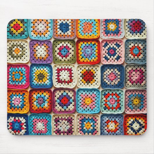 mehrfarbiges Crocheted Granny Square Quilt Mousepad (Vorne)