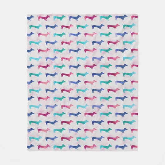 Mehrfarbiges Dackel-Muster Fleecedecke (Vorderseite)