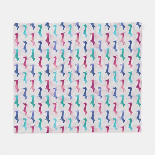 Mehrfarbiges Dackel-Muster Fleecedecke (Vorderseite (Horizontal))
