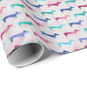 Mehrfarbiges Dackel-Muster Geschenkpapier (Rolleneckpunkt)