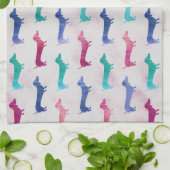 Mehrfarbiges Dackel-Muster Geschirrtuch (Gefaltet)