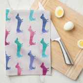 Mehrfarbiges Dackel-Muster Geschirrtuch (Viertel Falte)