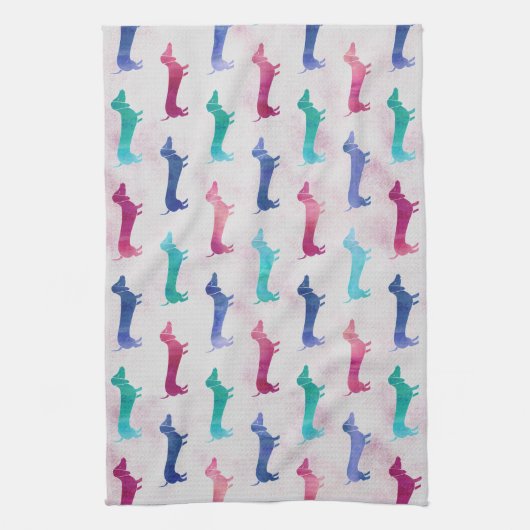 Mehrfarbiges Dackel-Muster Geschirrtuch (Vertikal)