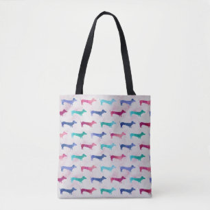 Mehrfarbiges Dackel-Muster Tasche