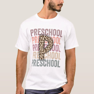 Mehrfarbiges Design der Vorschulzeit mit Leopard P T-Shirt