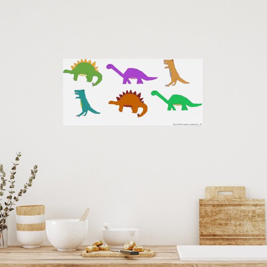 mehrfarbiges Dinosaurier-Poster Poster (Küche)