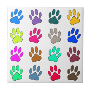 Mehrfarbiges Dog Paw Print Pattern Square Fliese