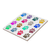 Mehrfarbiges Dog Paw Print Pattern Square Fliese (Seite)