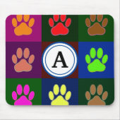 Mehrfarbiges Dog PW Druckmuster mit Monogramm Mousepad (Vorne)