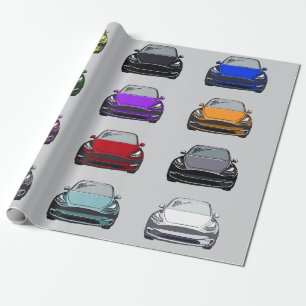 Mehrfarbiges Elektrofahrzeug SUV Auto grau Geschenkpapier