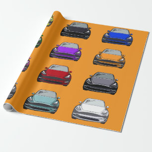 Mehrfarbiges Elektrofahrzeug SUV Orange Geschenkpapier