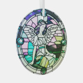 Mehrfarbiges Engel-Hartglas-Fenster Ornament Aus Glas (Vorderseite Rechts)
