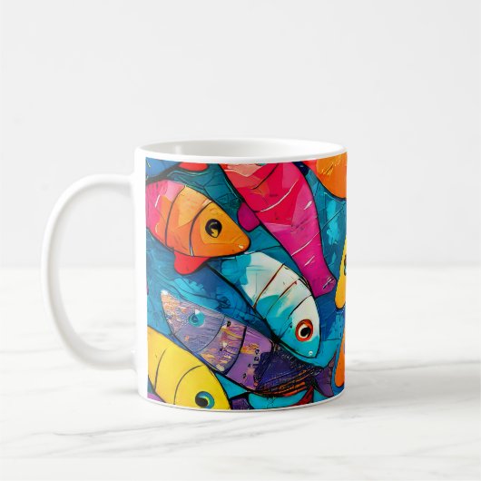 mehrfarbiges Fischmuster Kaffeetasse (Links)
