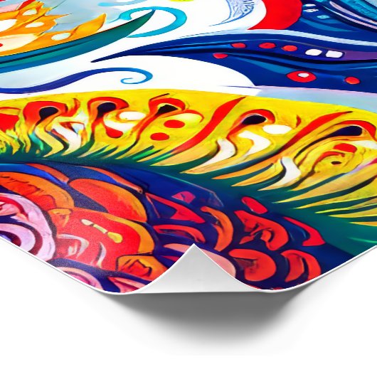 mehrfarbiges Fischmuster Poster (Ecke)