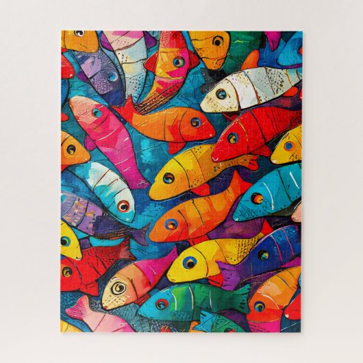 mehrfarbiges Fischmuster Puzzle (Vertikal)