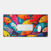 mehrfarbiges Fischmuster Schreibtischunterlage (Tastatur & Maus)