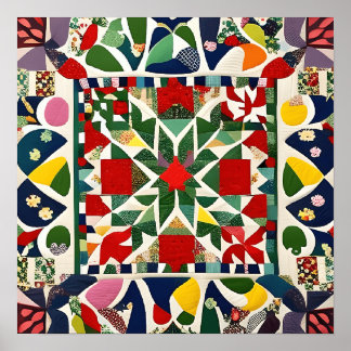 mehrfarbiges Folksmuster Poster