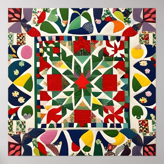 mehrfarbiges Folksmuster Poster (Vorne)