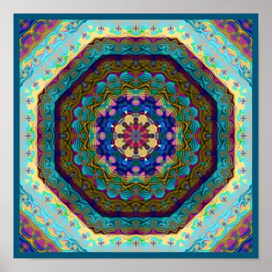 mehrfarbiges Fraktal Kaleidoskop Poster (Vorne)